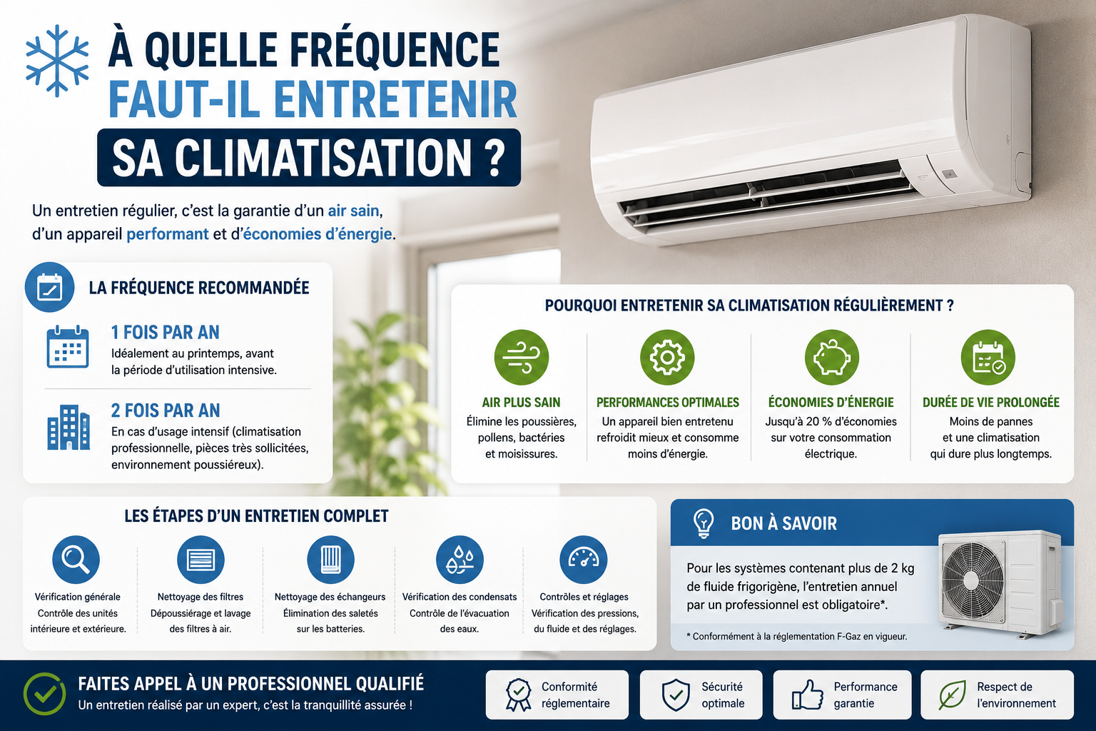 ❄️ À quelle fréquence faut-il entretenir sa climatisation ?