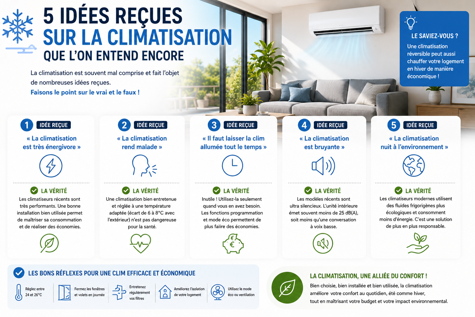 ❄️ 5 idées reçues sur la climatisation que l'on entend encore