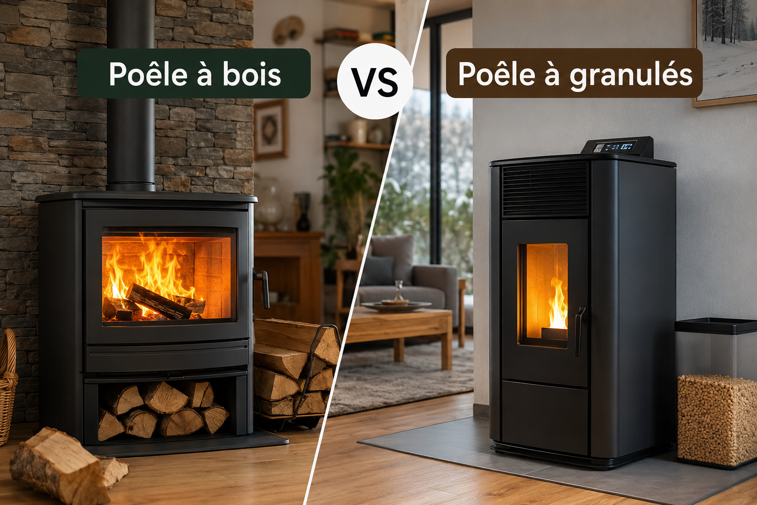 Poêle à bois ou poêle à granulés : comparatif complet 2026