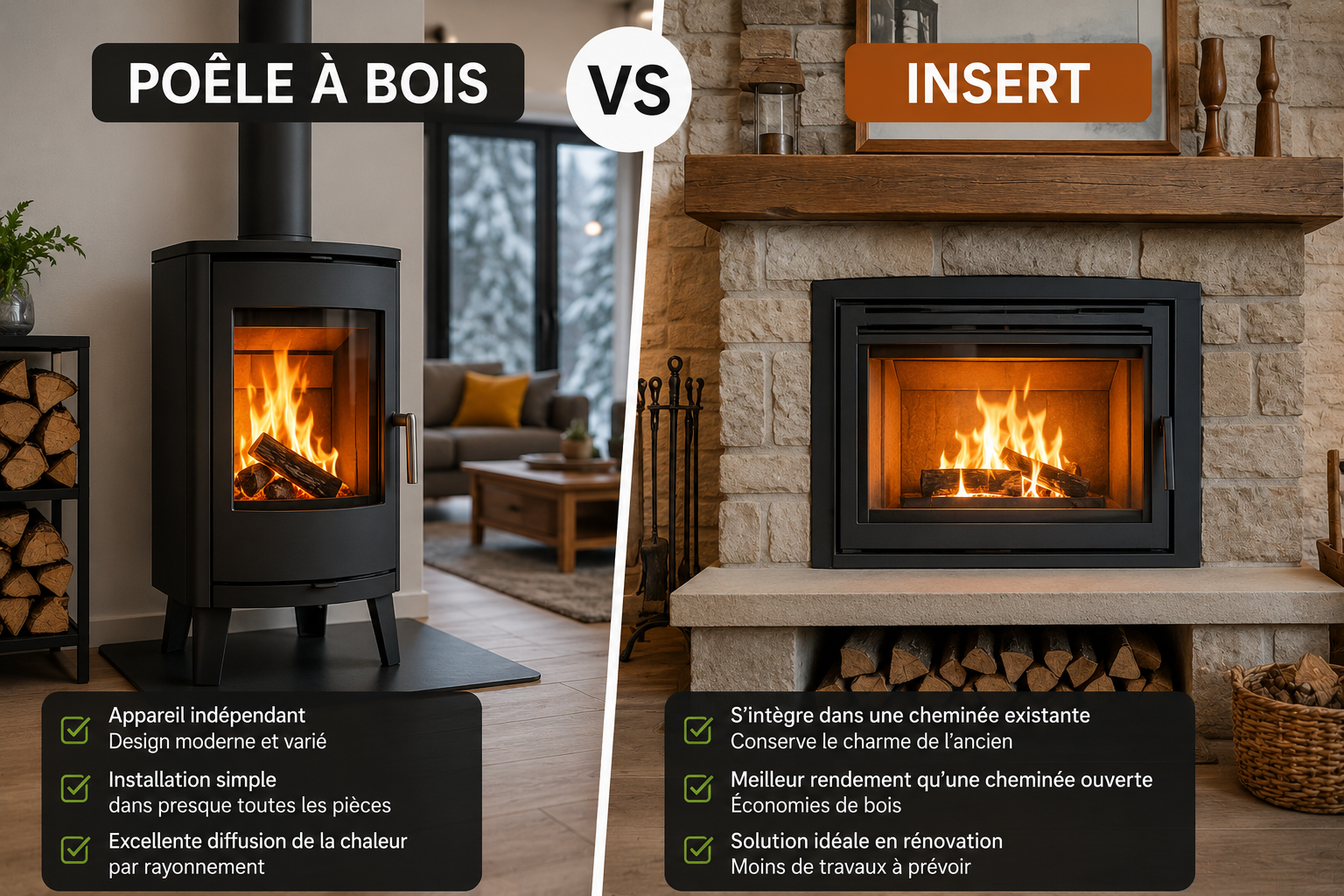 Poêle à bois ou insert : quelles différences et quel choix faire en 2026 ?